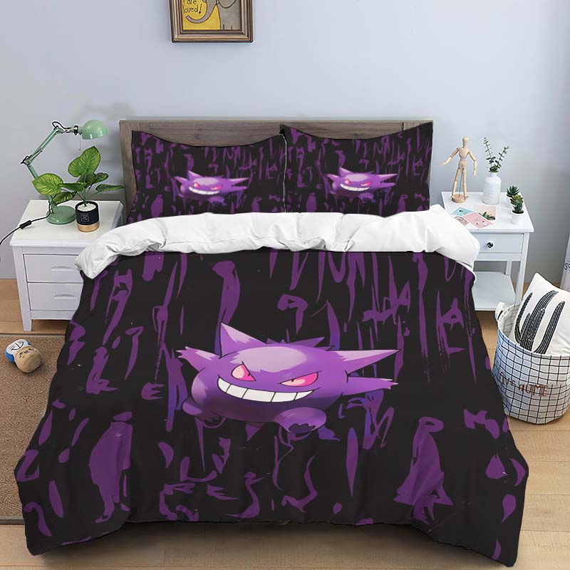 This adorable Gengar cartoon bedding set—including a duvet cover and pillowcases—is the perfect choice for decorating your bedro