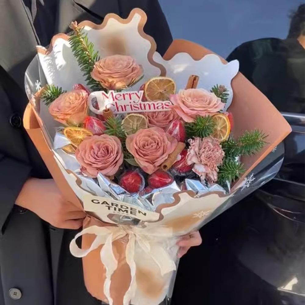 Kraft Paper INS Flower Wrapping Paper Wavy Border Bouquet Wrapping Material Fashion DIY Crafts