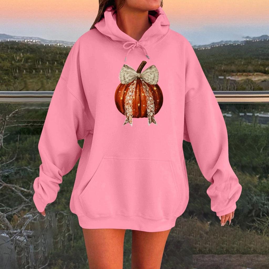 Женский плюшевый свитшот с длинными рукавами оверсайз со спущенными плечами и капюшоном с принтом на Хэллоуин