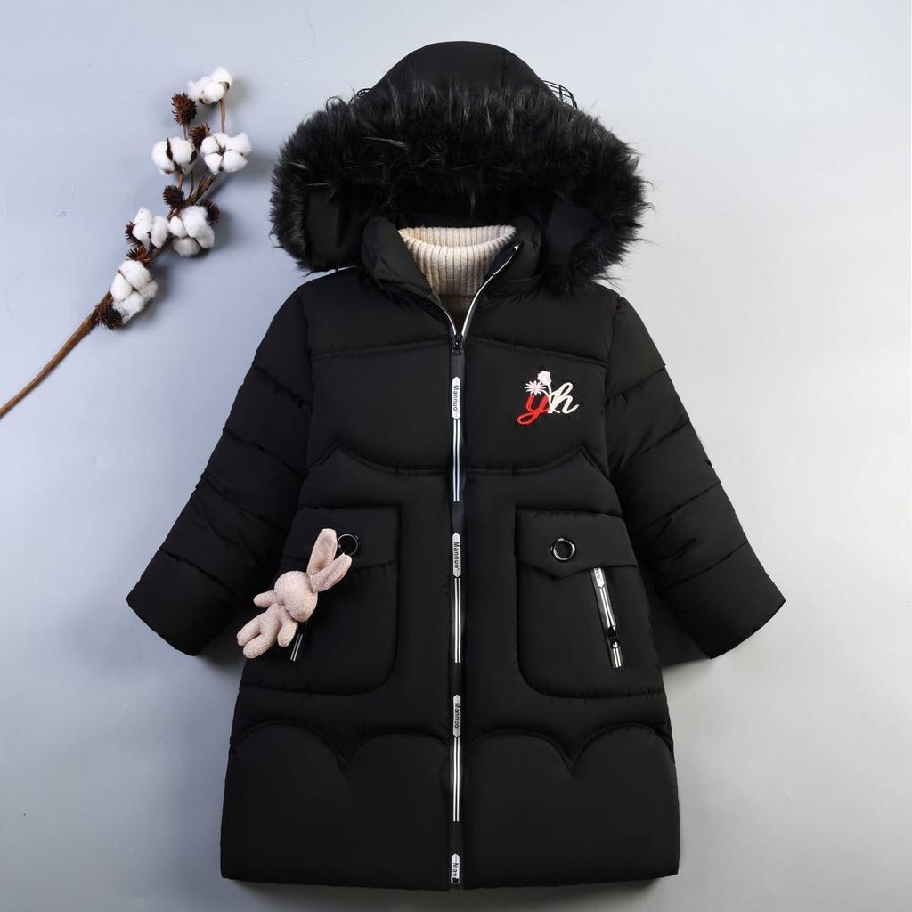 Winter Girls Cotton-padded Clothes Thickened Children Clothing 12 Years White Duck Down Jacket Playing In The Snow