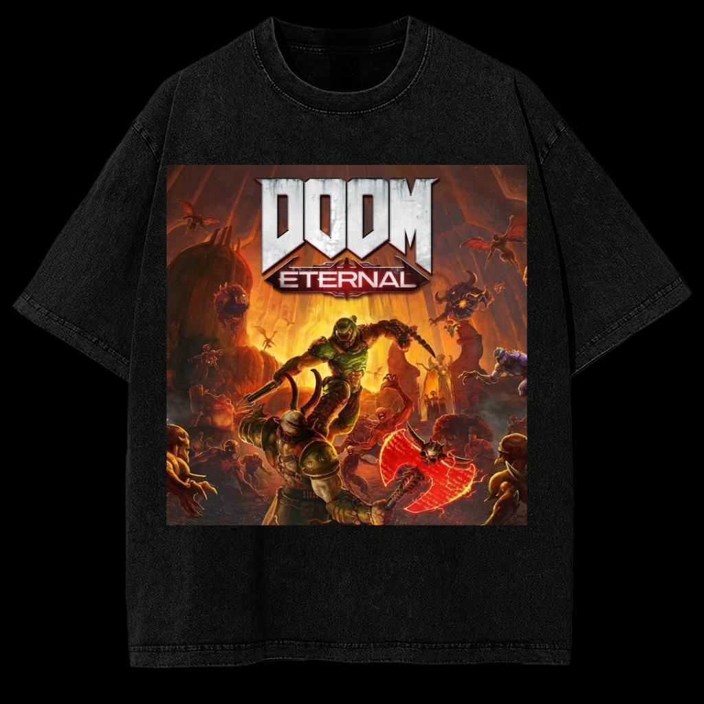 Вы искали DOOM Винтажная стираная оверсайз футболка Мужская Женская Хип-хоп Уличная одежда Y2k Харадзюку Хлопок Короткий рукав Высокое качество Женская Мужская Одежда