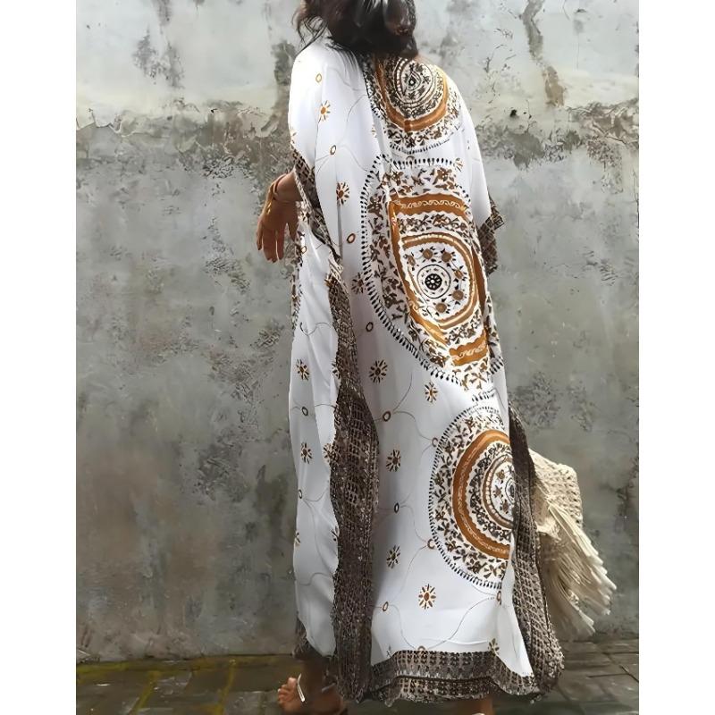 Женское этническое пляжное платье с принтом и позиционированием, турецкий халат из хлопка, пляжная толстовка с капюшоном