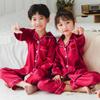 Children Silk Satin Set Girls Boys Solid Color Suit Autumn Kids Loungewear