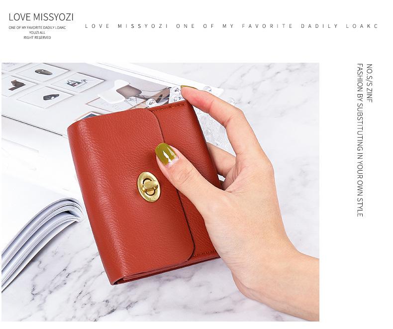 Женский мягкий кожаный кошелек в корейском стиле: Тонкий, однотонный, с пряжкой, отделениями для карточек, зажимом для монет, идеально подходит для студентов.