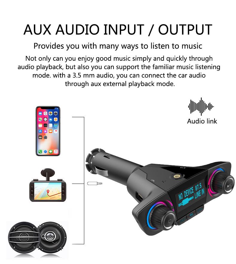 BT06 Автомобильный MP3 Bluetooth FM-передатчик с функцией Hands-Free и быстрой зарядкой 2.1A.