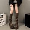 Vintage Brown British Chunky Heel Over-the-Knee Slimming Boots for Women - 2025 Autumn/Winter Collection