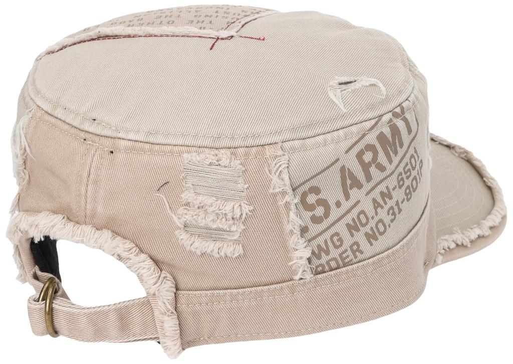 AVIREX Work Distressed and Vintage Beige Cap, Finish,