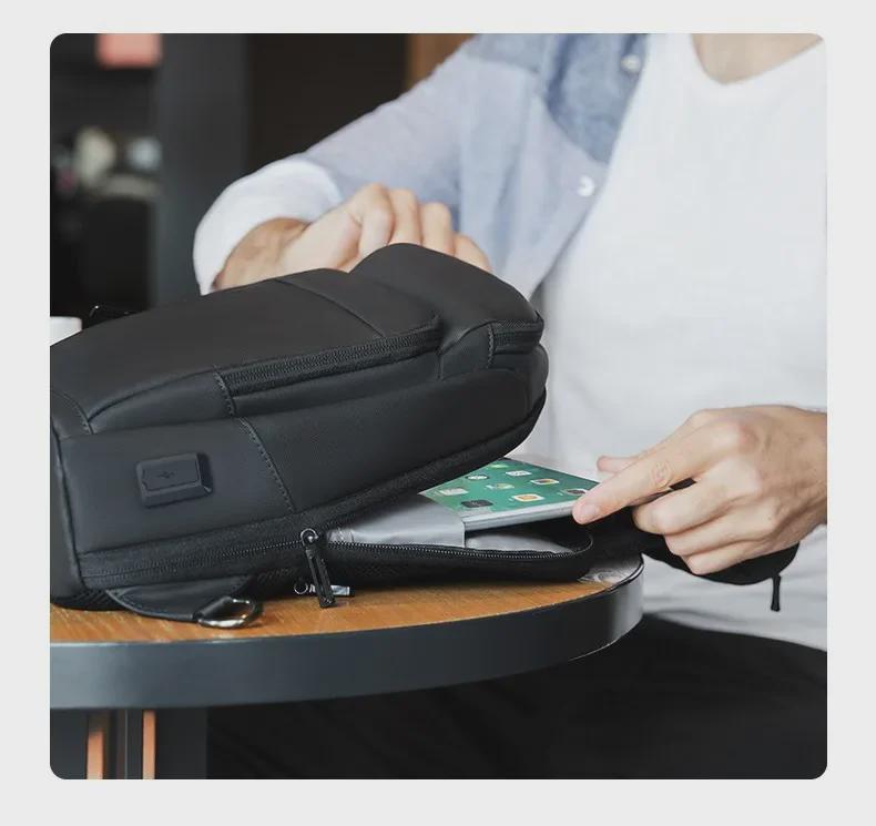 Мужская водонепроницаемая сумка CrossBorder на грудь с USB-портом для зарядки - большая вместимость, рюкзак-мессенджер на одно плечо