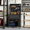 Tool Cabinet Tool Box On Wheels With Pegboard 3 Drawers For Garage And Workshop Black