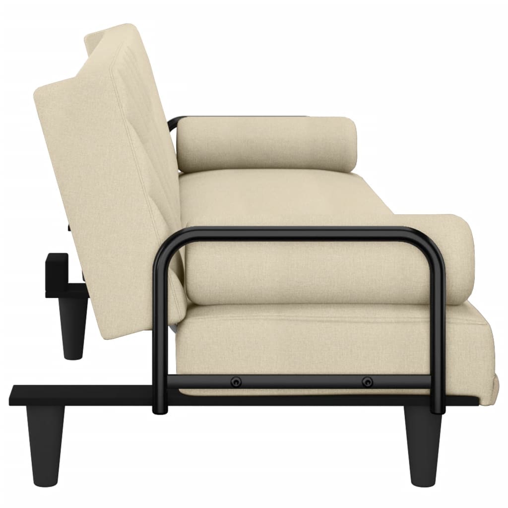Cream Fabric Sleeper Sofa with Armrests