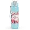 1PC Rose Flower Wreath Letter Print Pattern 750ml Color Plastic Sports Water Bottle Leakproof Flip Straw Lid Suitable for Sports Office Home Use