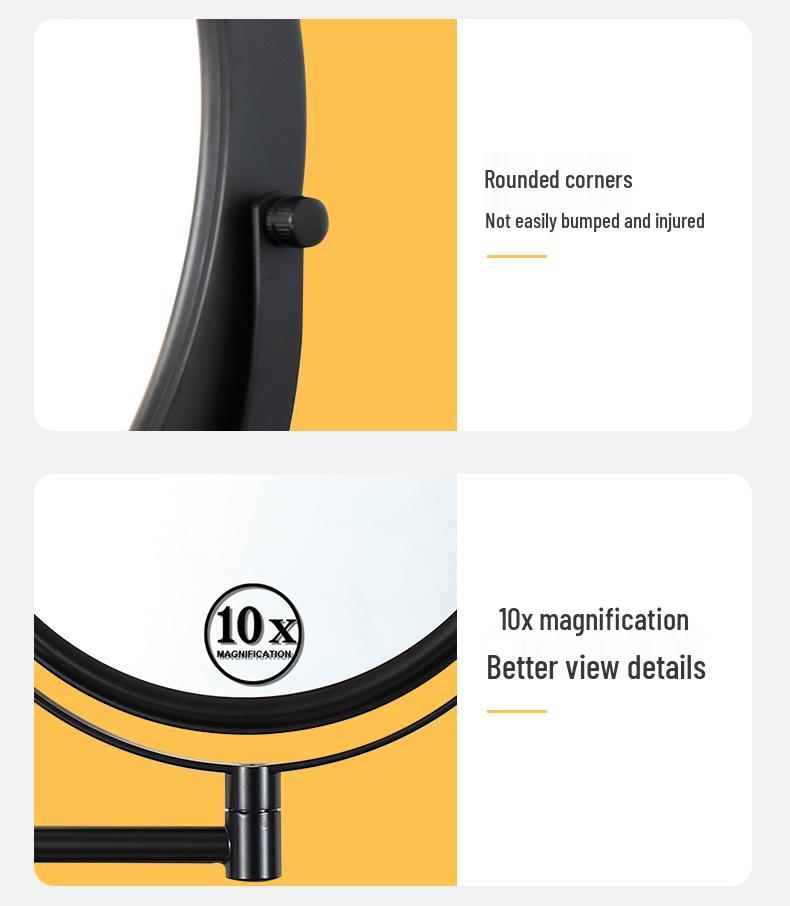 Wall-Mounted Double-Sided Telescopic LED Makeup Mirror