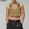 Мужские майки без рукавов, повседневные, свободные, карго, укороченные