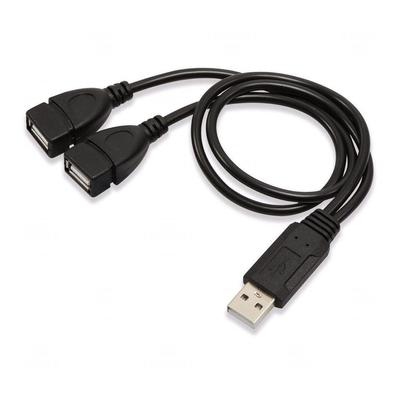 Двойной удлинительный USB-кабель «мама»: Разветвитель «один штекер» на «два гнезда» для передачи данных и зарядки.