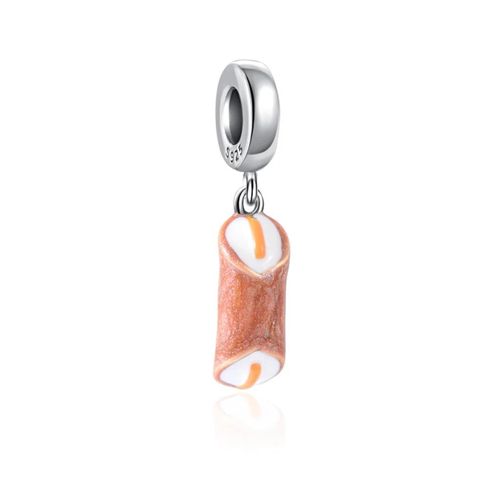 925 Silver Colorful Fruit Birthday Cake Milk Burger Chili Pendant Bead for DIY Women Bracelet Jewelry