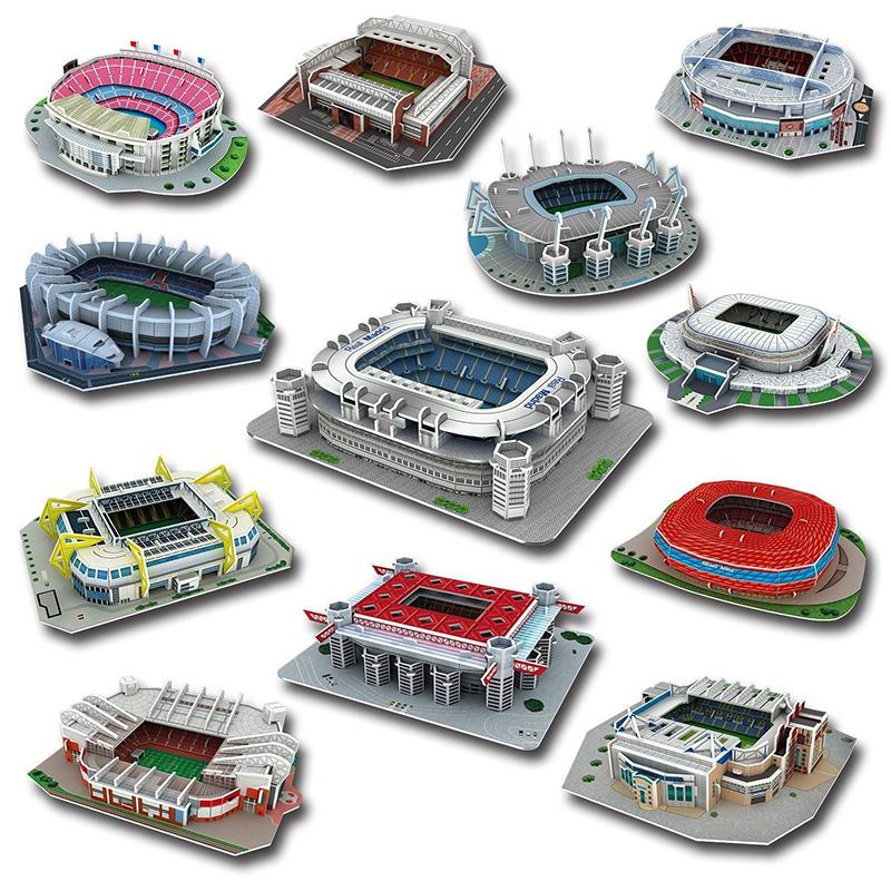 1Set Football Field Paper Puzzle Famous Stadiums Mini 3D Model Puzzle Home Decoration Assembly Football Fan Gifts Boys Girls ZYF