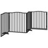 4 Piece Foldable Black Dog Gate 320 cm Poplar Wood