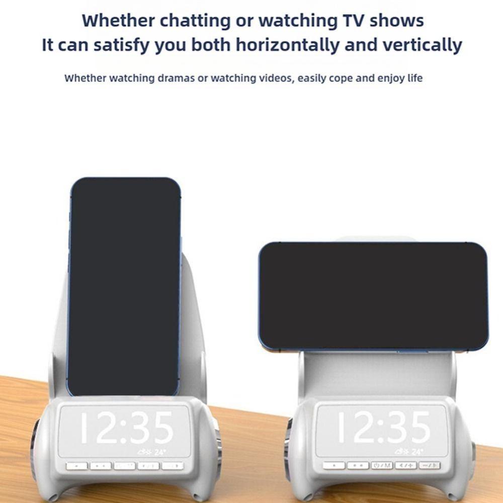 with Clock Desktop Phone Stand with Bluetooth Speaker Phone Holder Wireless Phone Charger Gift