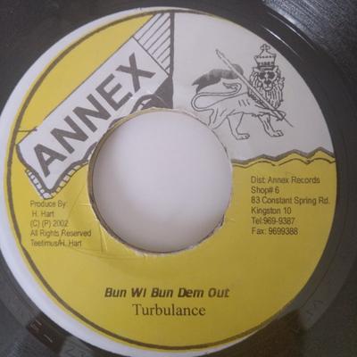 7-дюймовая пластинка TURBULENCE - Bun Wi Bun Dem Out NONE Annex 2002 Ямайка Регги, Ска и Даб Б/У