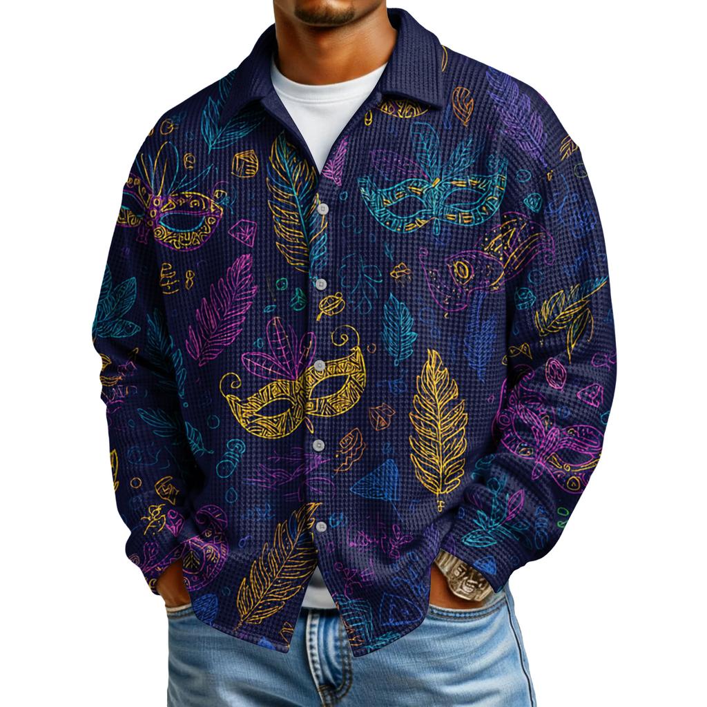 Мужская повседневная рубашка с длинным рукавом на пуговицах