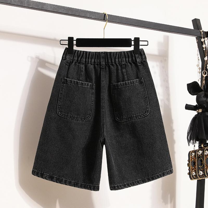 MODIQUE 2025 Новые летние женские эластичные прямые синие джинсовые шорты большого размера, свободные повседневные базовые брюки Fifth
