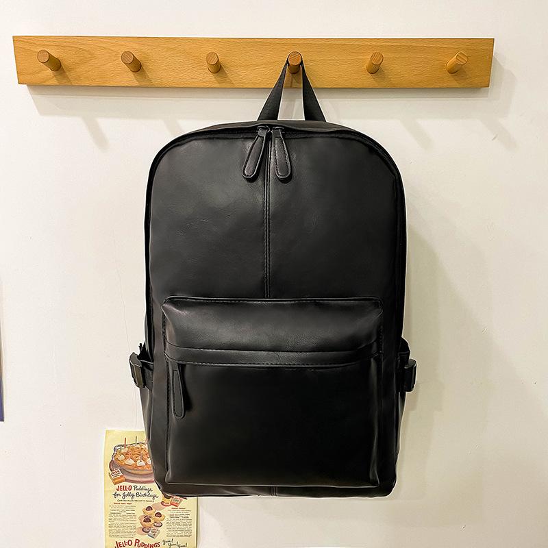 Мужской рюкзак из ПУ, корейская версия, простой студенческий школьный рюкзак, повседневный компьютерный рюкзак в стиле колледжа, ретро-рюкзак