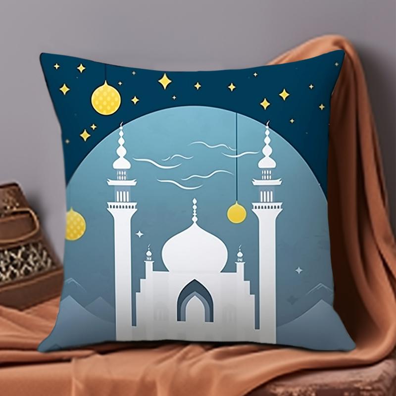 1PC Double Sides Printed Ramadan Themed Throw Pillow Covers (17.7"*17.7") Traditional Home Decor Room Bed Sofa Chair Cushion Covers No Pillow Core