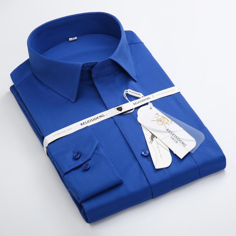 Формальная однотонная рабочая рубашка из твила с длинными рукавами, стандартного кроя, отличная офисная мужская рабочая рубашка
