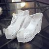 Fashion New Lace Slippers Thick Sole Platform Shoes Flat Wedge Platform Fish Mouth Sandals and Slippers Super High Heel Women's Shoes
