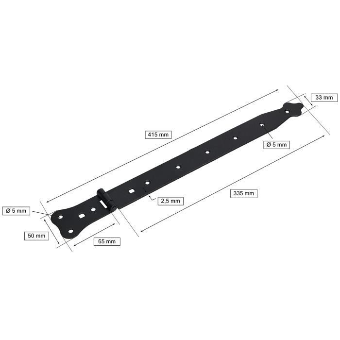 Lot de 2 Charnières en T KOTARBAU Lot de 2 paumelles de volet, Charnières de porte, porte de jardin, robuste, 420 mm