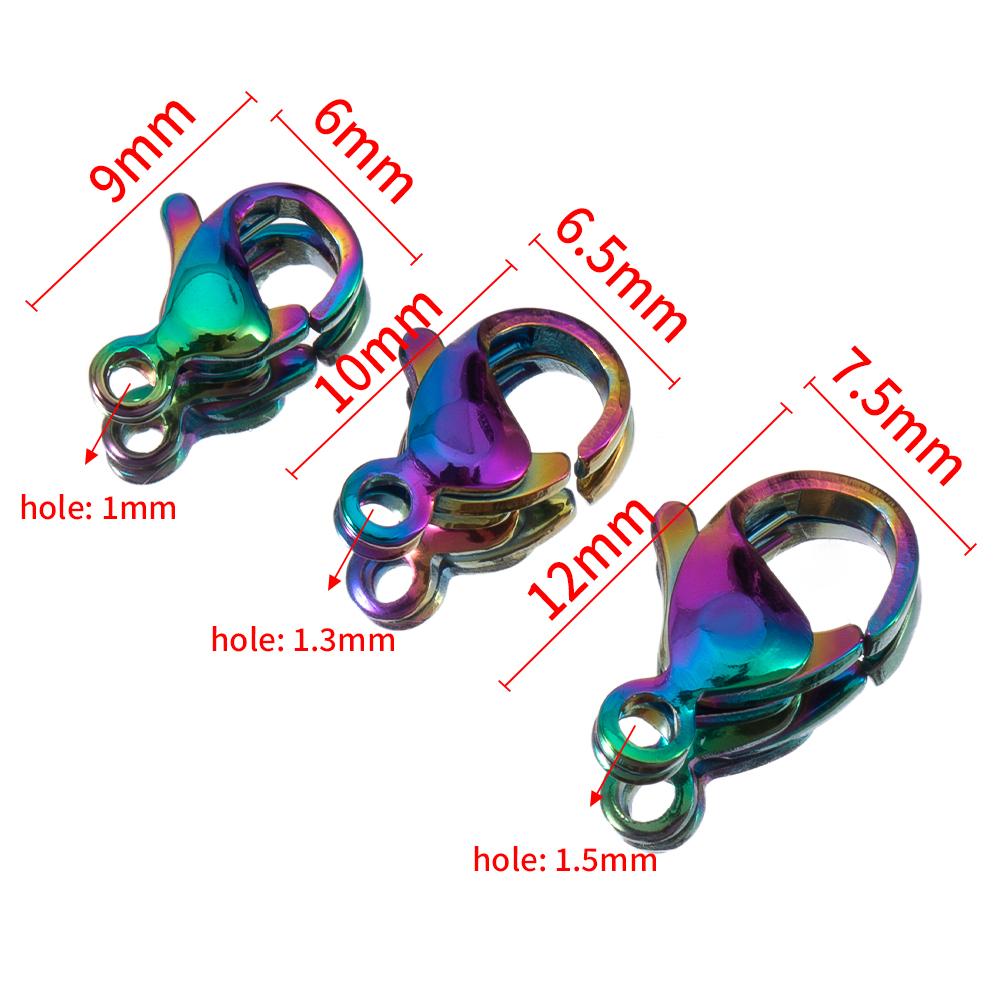 20pcs 100pcs 9-15mm Multi Color Lobster Clasps Stainless Steel Claw Chain Connectors for Bracelets Necklaces DIY Jewelry Making