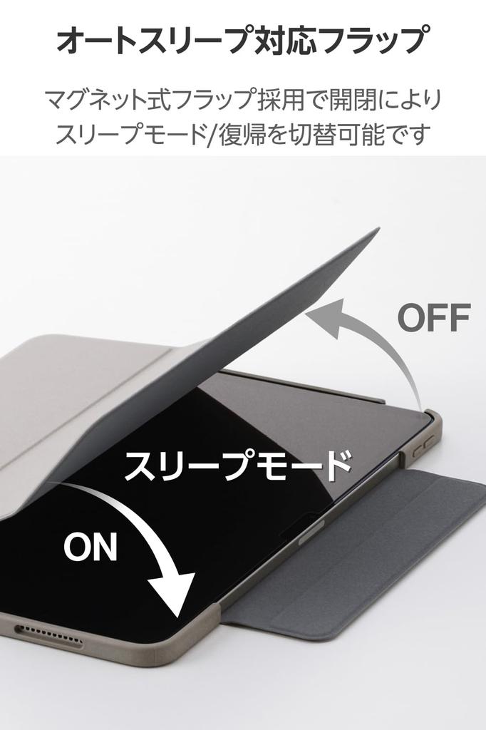 ELECOM iPad Air TPU Flap Case with Clear Back and Black Frame 13-inch (M3/M2) 2025/2024 Case, Thin, Lightweight, Impact-Resistant (TB-A25XWVFCGB)