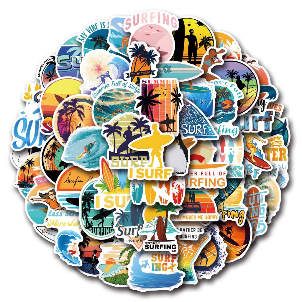 55 New SURF Graffiti Stickers Decorate Suitcase Scooter DIY Cartoon Stickers