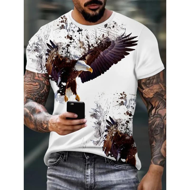 T-Shirts Oversize Eagle Graphic T-Shirt Summer Short Sleeve Tops Tees Oversized Fashion Animal Men T-Shirt Vintage Men's Clothes