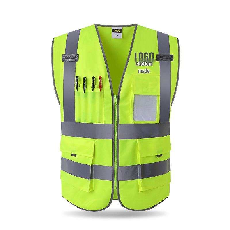 LIKAI Reflective Safety Vest - High-Visibility Construction Traffic Gear, Customizable Fluorescent Workwear.