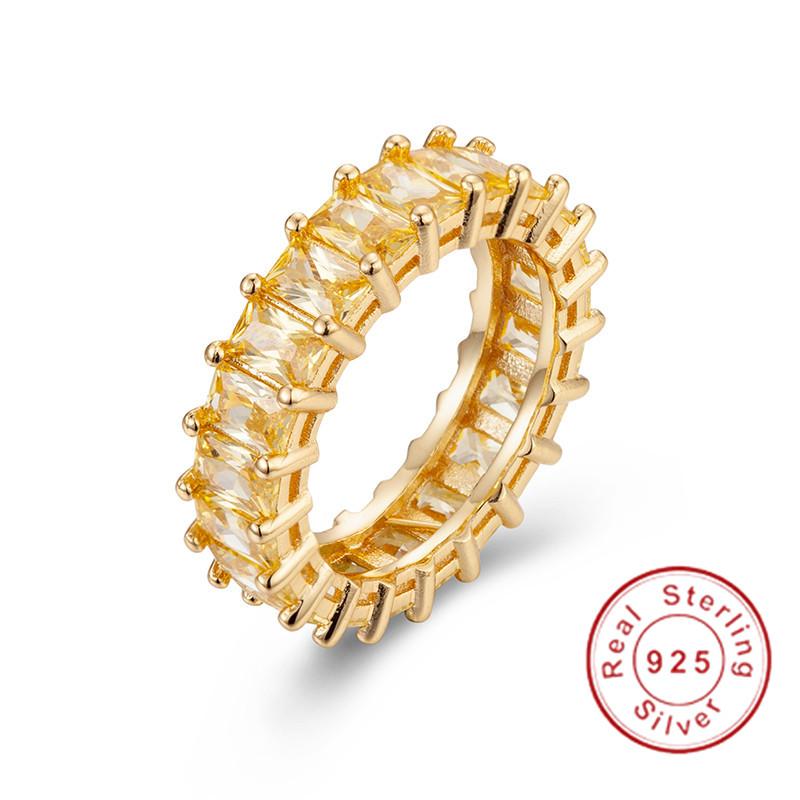 Eternity 925 Sterling Silver Engagement Wedding Band Rings Sets for Women Bridal Princess Cut Diamond Promise Party Jewelry Gift