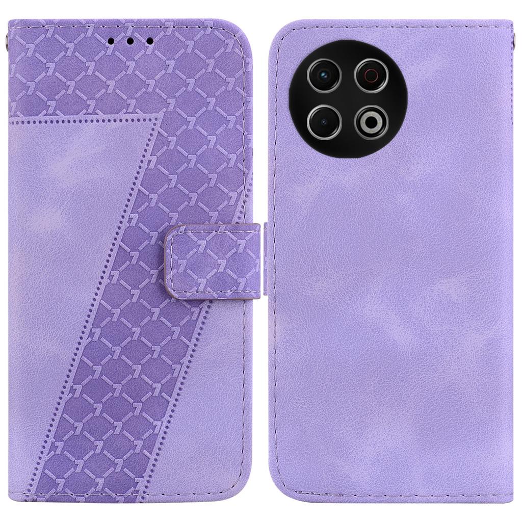 For TECNO Spark 30 Pro 4G Stand Case 7-Shaped Pattern Imprint Leather Phone Cover with Strap