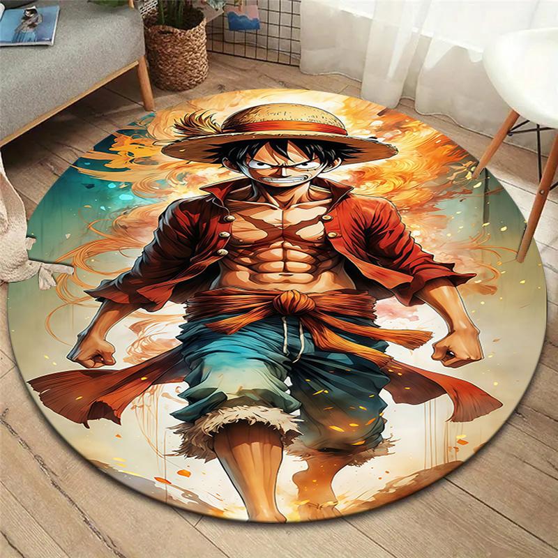 Ковер круглый с изображением Манки Д. Луффи из One Piece, ковер для гостиной, спальни, дивана, игровой комнаты, нескользящий коврик