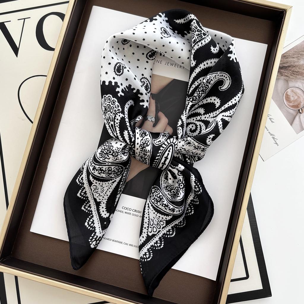 Luxury Polka Dot Silk Square Scarf Women Hijab Hair Bands Neckerchief Female Satin Shawl Ribbon Headband Fashion Wraps Bandana