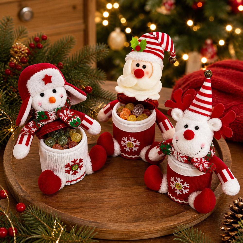 Plush Figure Candy Gift Box Knitted Fabric Knitted Gift Container Fruit Gift Box  Christmas Eve