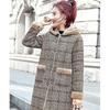 Женское шерстяное пальто в клетку, толстые бархатные утепленные куртки средней длины, теплое шерстяное пальто с капюшоном, женская зимняя куртка, пальто из искусственного меха