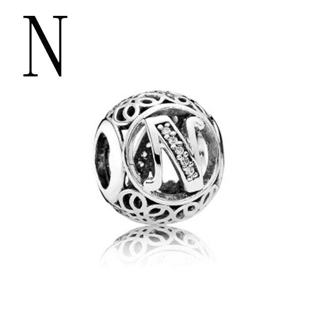 New 925 Sterling Silver 26 A -Z Floral Charm Beads Charm Bracelet Diy Women 'S Jewelry Accessory