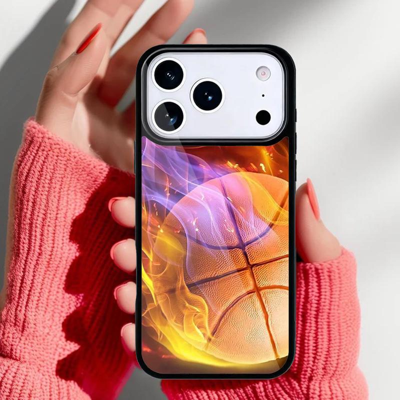 Basket Ball Flame Phone Case for iPhone 17 16 15 14 13 Pro Max Back Cover for 12 11 Pro Coque