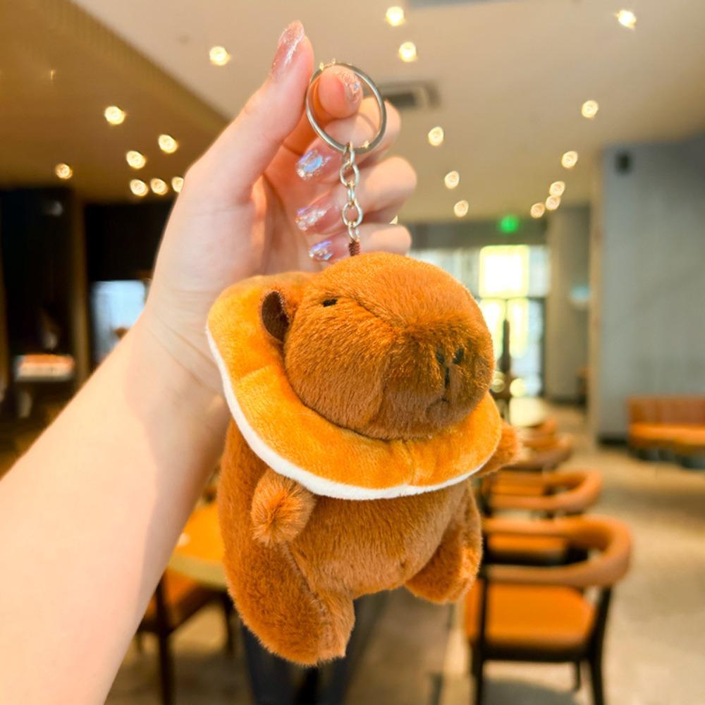 Мягкий брелок для ключей Capybara, забавная мультяшная кукла, коричневый плюшевый кулон в виде животного, пара