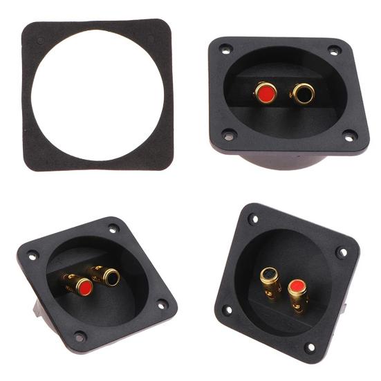 2 шт. Клеммные чашки для динамиков Позолоченные клеммы-бананы для автомобильного аудио Сабвуфер Квадратная соединительная коробка нажимного типа Аудио соединительная коробка для сцены Автомобиля