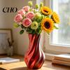 Artificial Flower Holder 3D Printed Vase Decorative Spiral Modern Twisted for Living Lightweight Vessel Room, Shelf, Wedding & Dining Table