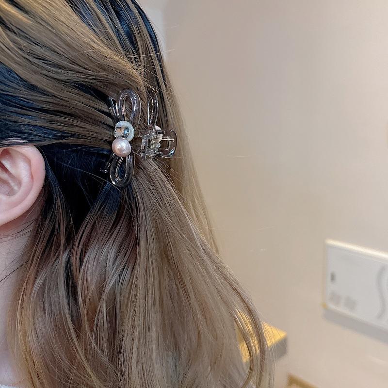 Темпераментный Универсальный Акриловый Бант Зажим для Волос Женский Затылок Высокое Чувство Кристалл Средний Полузакол заколка