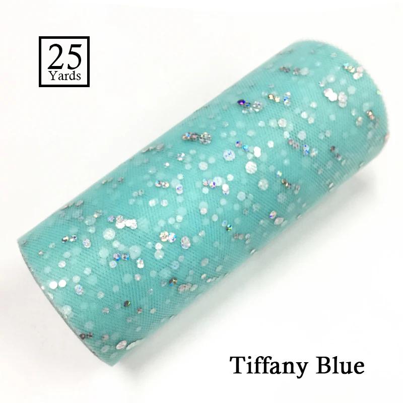 25 Yards 15cm Glitter Sequin Tulle Roll Fabric Wedding Decoration Organza Laser DIY Crafts Birthday Party Supplies