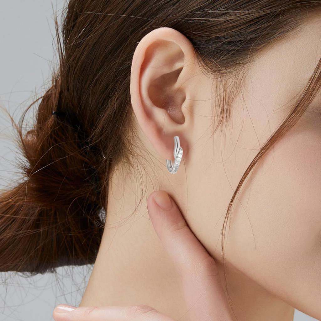 Серьги-кольца для кольца 925 Стильный подарок на Рождество KRKC&CO Женские, Серебро, Гипоаллергенные, 13 мм, Маленькие, Неношеные серьги, Аксессуары, Женские,