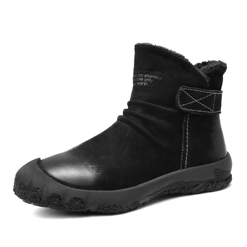 Ботинки для снега мужские меховые водонепроницаемые нескользящие зимние термообувь с толстой хлопковой подкладкой короткие ботинки из натуральной кожи с флисовой подкладкой